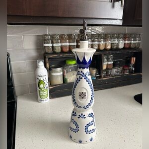 Repurposed Clase Azul Tequila Reposado Blue and White Ceramic Oil Dispenser